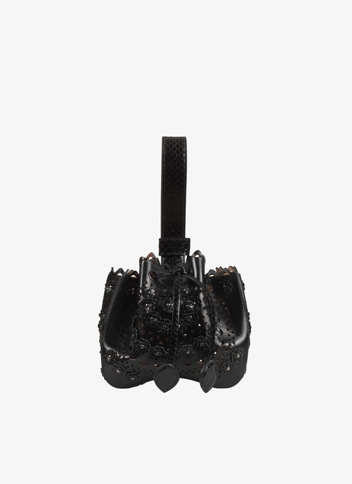 ROSE MARIE MINI CL+ELAPHE N.VIENNE FLEUR BLACK ALAÏA BLACK  ROSE MARIE MINI CL+ELAPHE N.VIENNE FLEUR BLACK